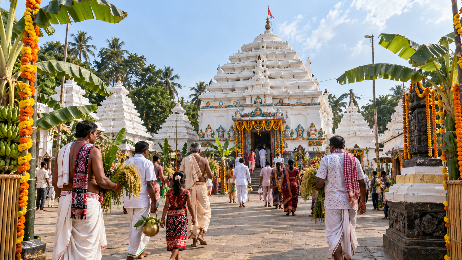 Nuakhai harvest festival rituals and offerings near Baladev Jew Temple Kendrapara