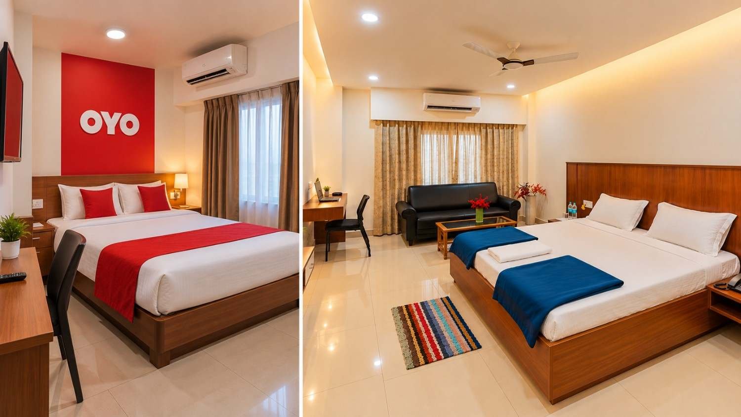 Room comparison between OYO-listed hotels and Binayak Palace Premium in Kendrapara
