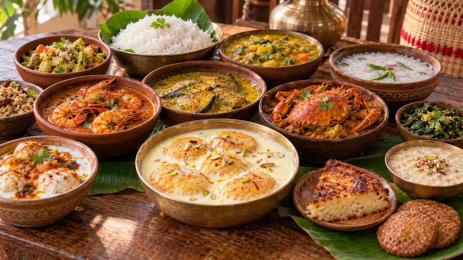 Traditional Odia feast served on a thali with rice, dalma, and curries